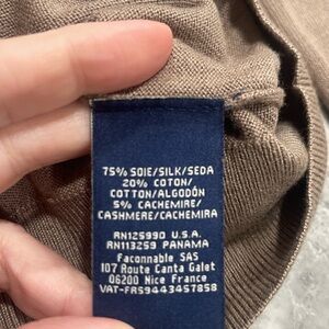 Faconnable Men's Taupe Sweater Silk Cotton and Cashmere